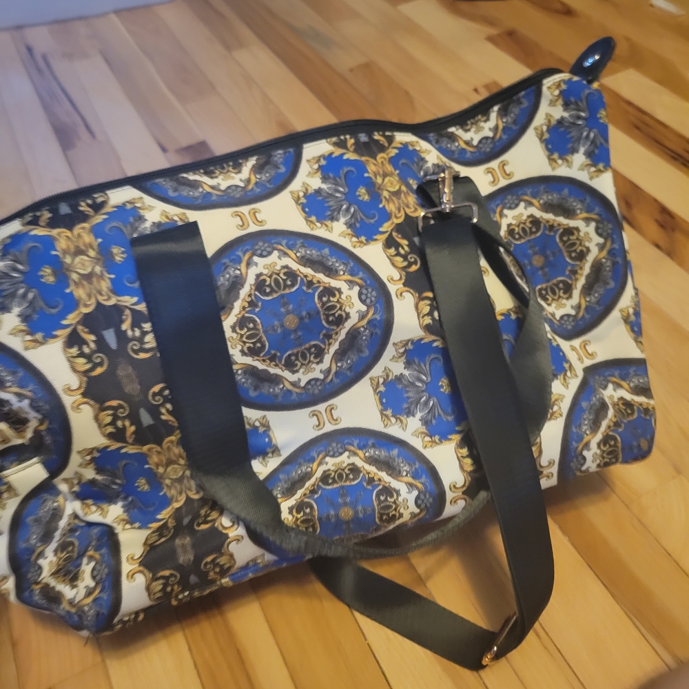 Alice + Olivia Blue and Gold Travel Bag